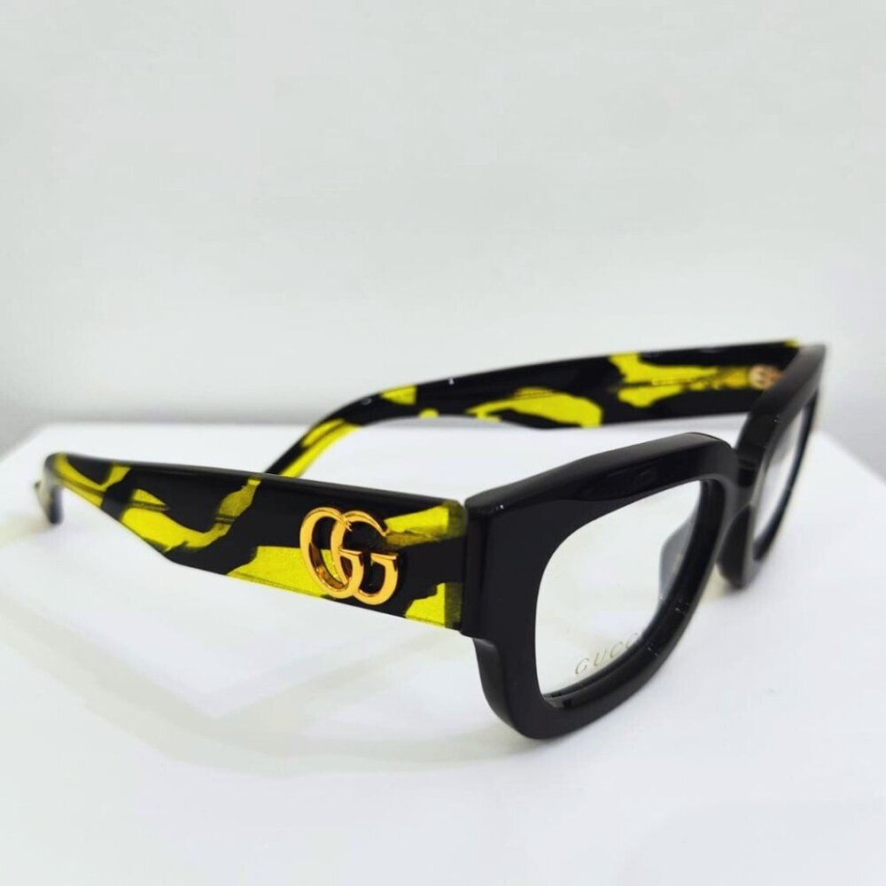 NWT Gucci GG1548O-006 Black Rectangle 52mm Eyeglasses - Picture 3 of 8